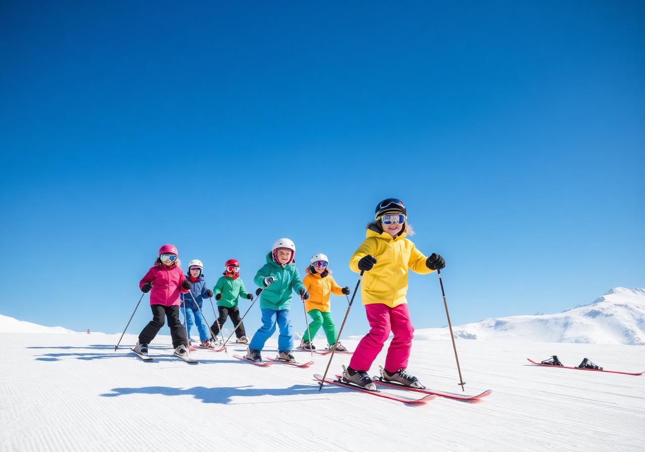Cours ESF — premiers virages sur piste verte